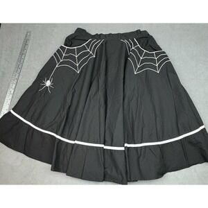 Miss Muffet Swing Skirt Womens 8 Black 50's Whimsical Style Pockets Spider Webs